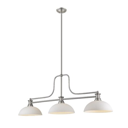 Z-Lite Melange 3 Light Chandelier, Brushed Nickel & Matte Opal 725-3BN-DMO14